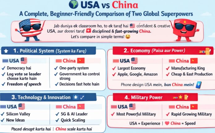 USA vs China: A Complete, Beginner-Friendly Comparison of Two Global Superpowers